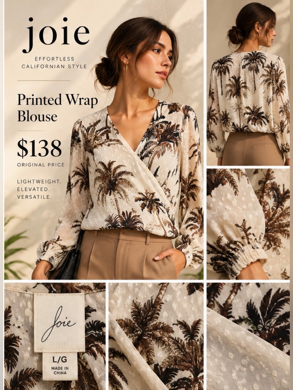 Joie White with Desgin Long Sleeve Top